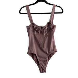 White Fox Wm M Dusty Pink Sleeveless Cutout Tie Front As You Please Bodysuit NWT